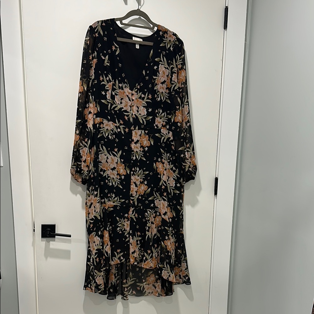 Leith Black Floral Long Sleeve Sundress
